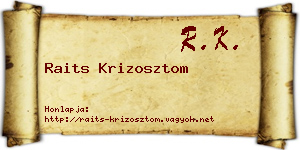 Raits Krizosztom névjegykártya